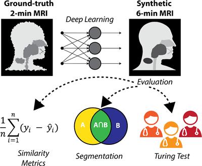 Deep-learning-based generation of synthetic 6-minute MRI from 2-minute MRI for use in head and neck cancer radiotherapy